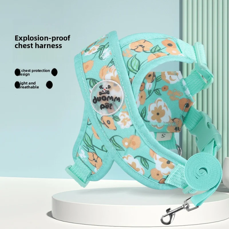

Fashion X-Back Dog Harness - No-Choke & Anti-Pull Vest with Floral Print, Adjustable for Small/Medium Dogs, 3 Designs