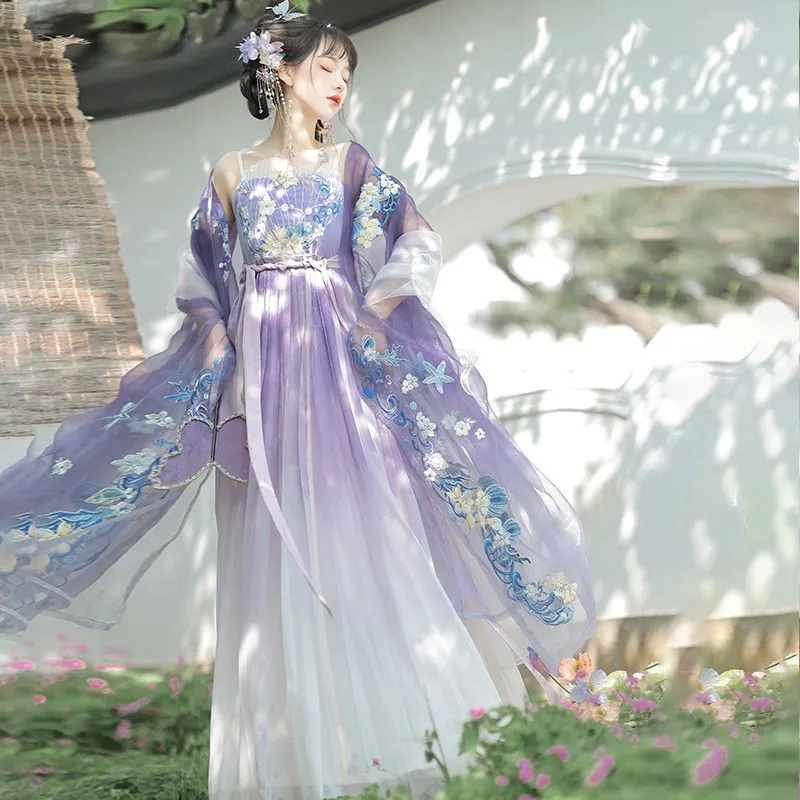 Hanfu Volledig Uitgesneden Cheoko Rok Met Grote Mouwen Voor Dames, Fairy Daily Han Element Ke Zi