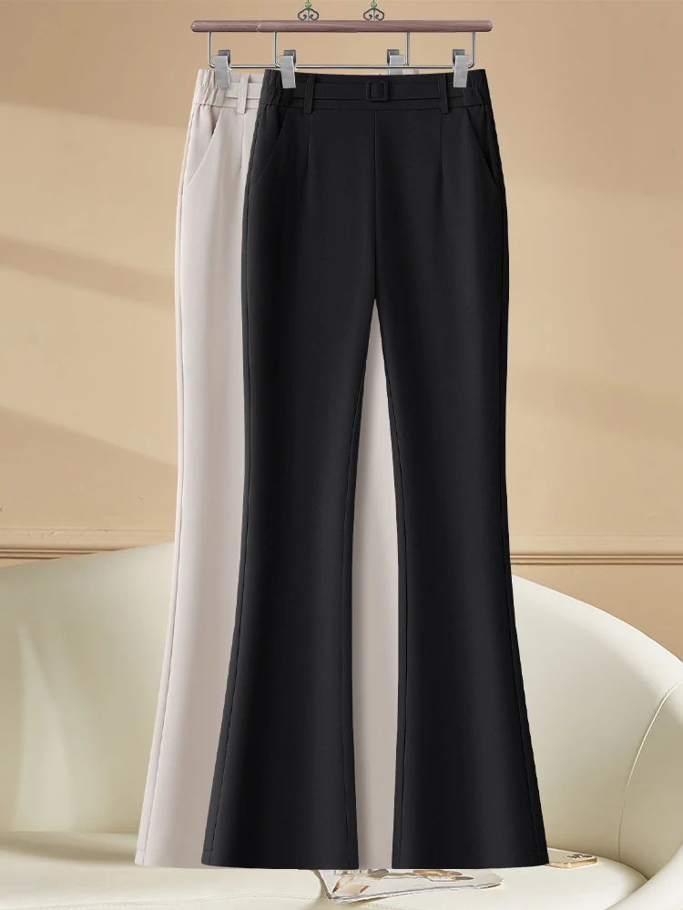

High Waist Slim Fit Trousers Women's Summer Thin Elastic Bell Bottoms Casual Pants Fashionable Slimming Long Trousers