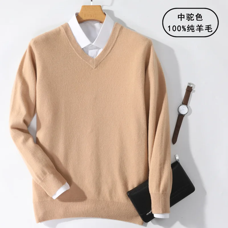 100new camisola de lã masculina pulôver camisola outono inverno querida pescoço camisola de malha casual plus size base cashmere