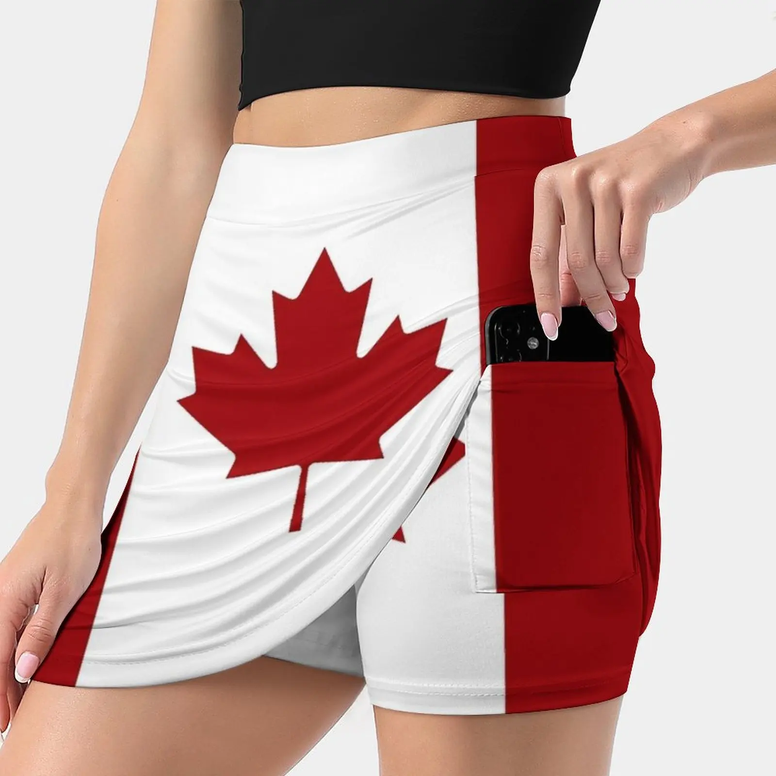 

Canada : Canadian Flag ( Red & White ) Women's skirt Sport Skort Skirt With Pocket Fashion Korean Style Skirt 4Xl Skirts Air