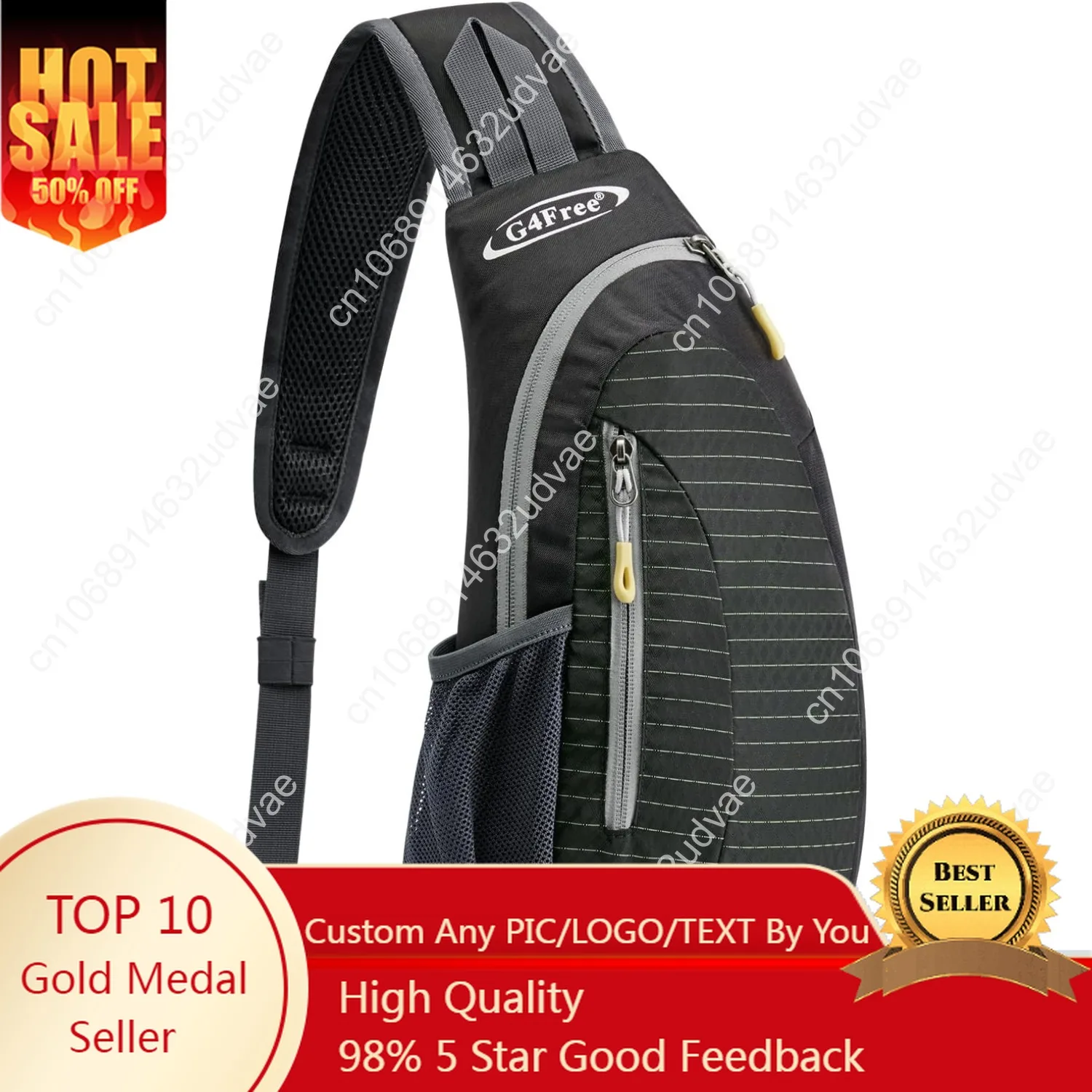 

G4Free Sling Bags Men and Women Shoulder Backpack Small Crossbody Chest Sling Backpack (Black)