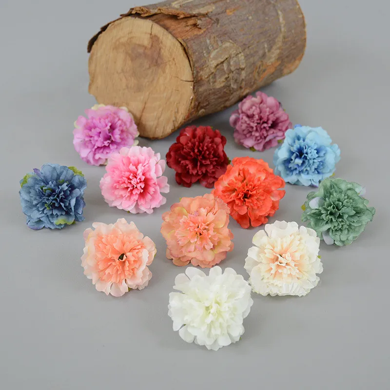 12color 5cm Artificial Simulation Fake Small Silk Carnation Flower Heads For Mother's Day DIY Hat Headware Garden Decorative