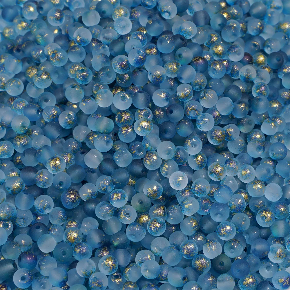 100/200/500 قطعة 4 مللي متر متجمد الذهب رش الزجاج الأرز الخرز فضفاض الخرز للمجوهرات اليدوية سوار ذاتي الصنع قلادة المواد