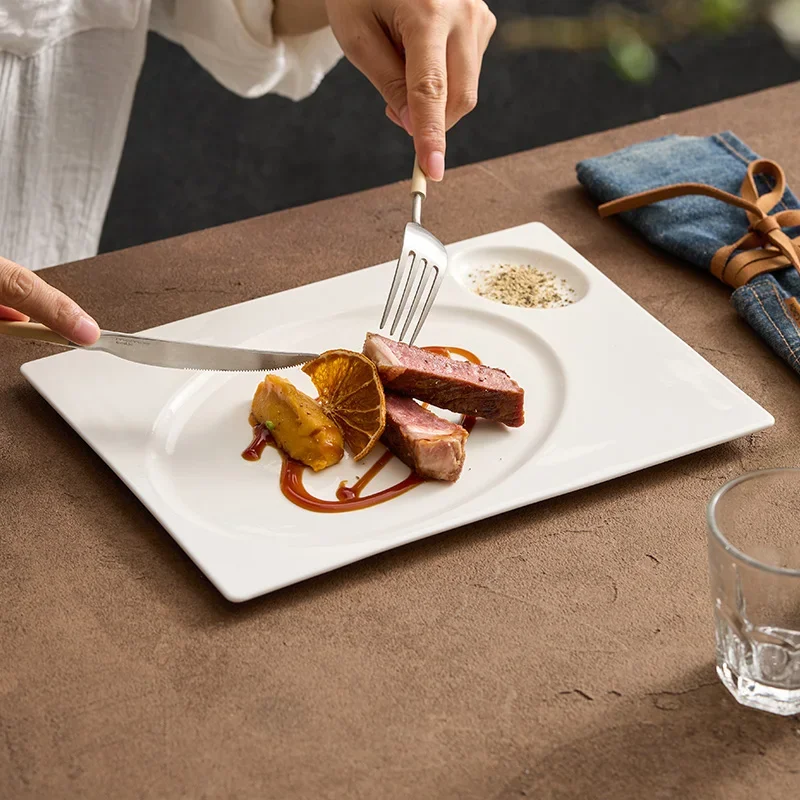 Ceramic Western Food Plate Steak Plate High-grade Sense of Household Dishes Creative Special TablewareWestern-style Dinner Plate