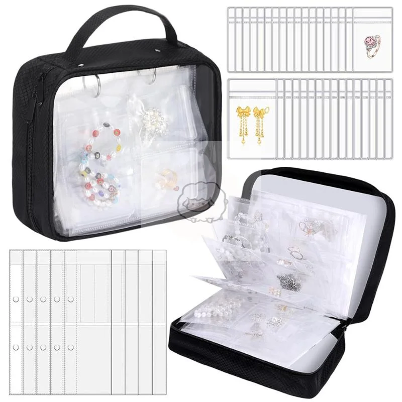 

Прозрачный органайзер для украшений из ПВХ - вместительный держатель для серег на молнии, для путешествий