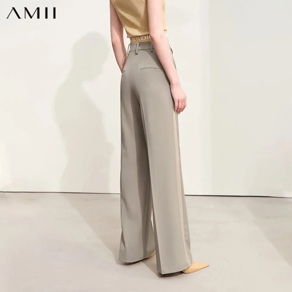 Amii Minimalism Casual Women's Pants 2026 Autumn New Office Lady Patchwork Loose Straight Solid Basic Woman Trousers 12453011