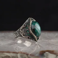 2025 Vintage Green Rhinestones Zircon Rings for Women/Men Jewelry Accessories Anniversary Party Gift Fashion Men Rings