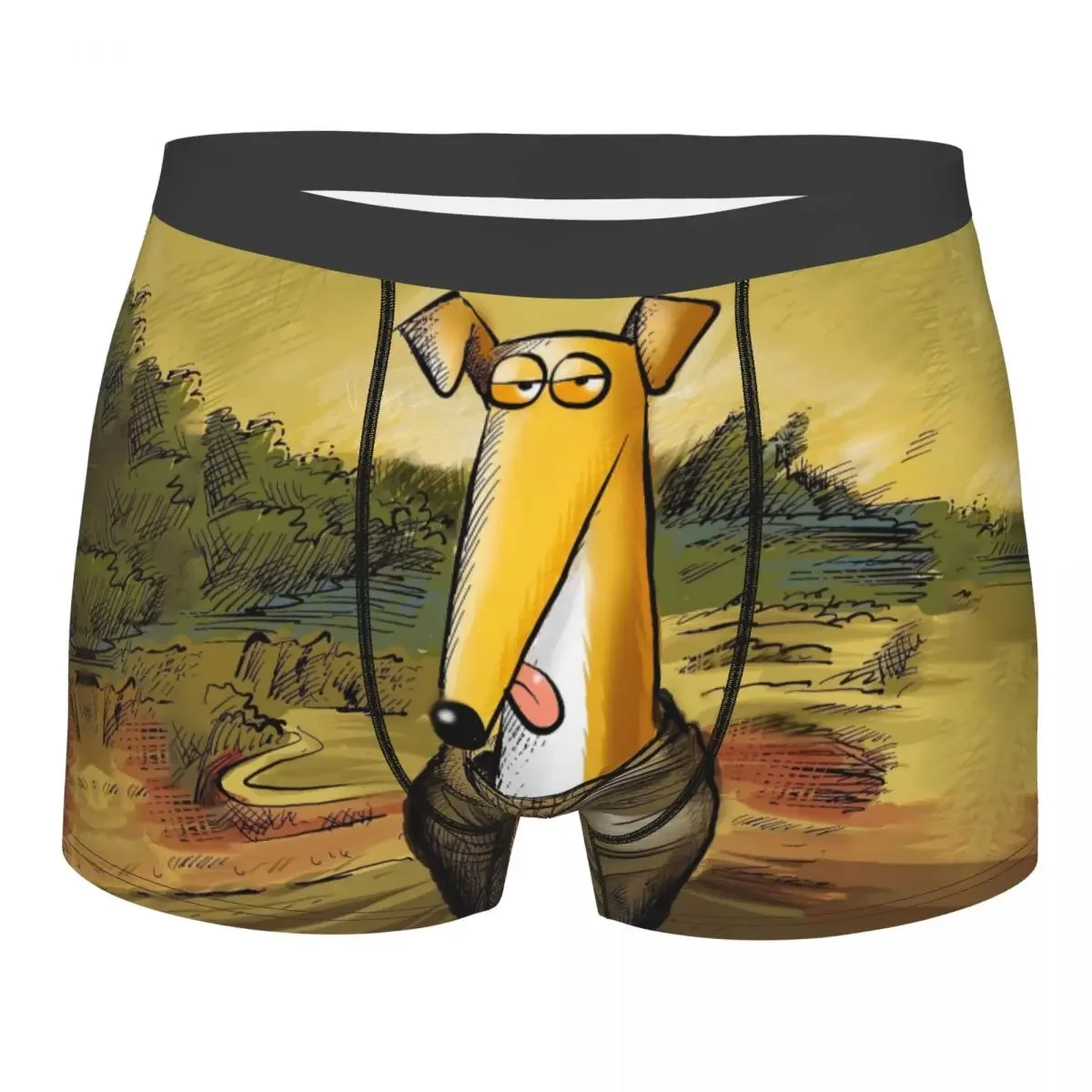 Mannelijke Cool Mona Lurcher Grappige Greyhound Ondergoed Whippet Hound Dog Boxer Briefs Ademende Shorts Slipje Onderbroek