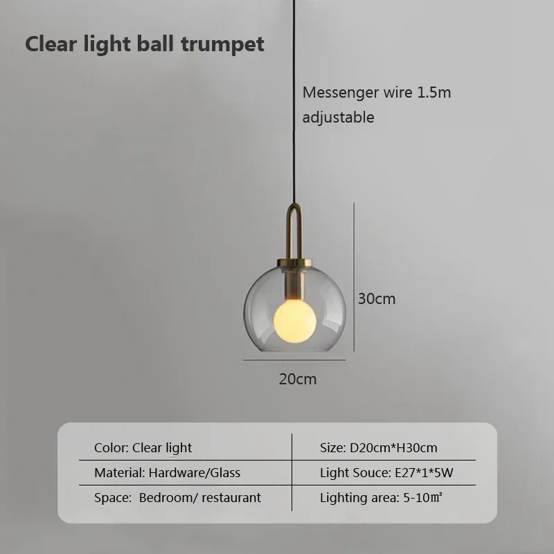 Imagem -04 - Estilo Nórdico Vidro Metálico Lâmpada Pendente Pendurado Levou Luz Luminária para Quarto