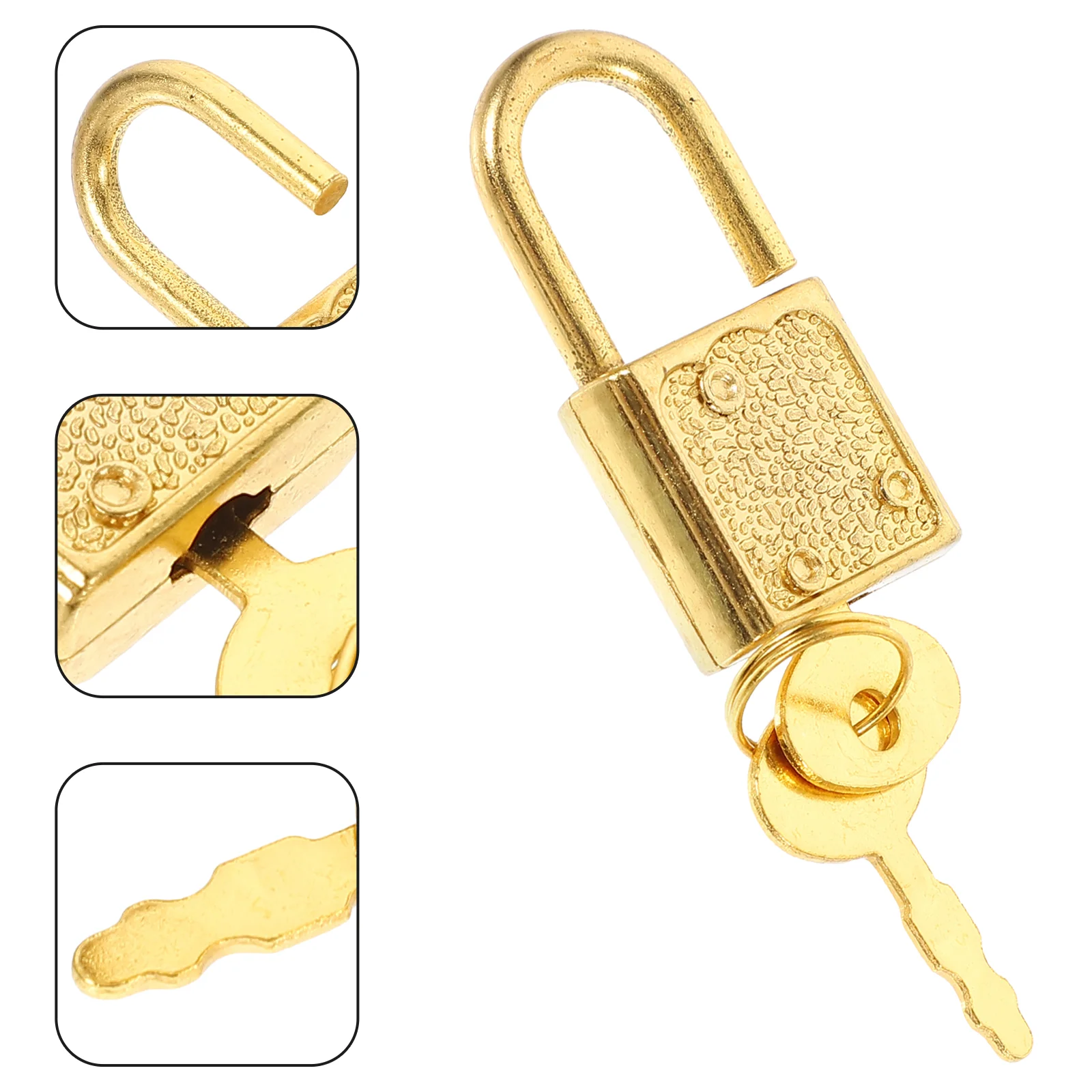 5 Sets Small Locks with Keys Brass Wood Treasure Chest Golden Drawer Decorative Padlock and Child