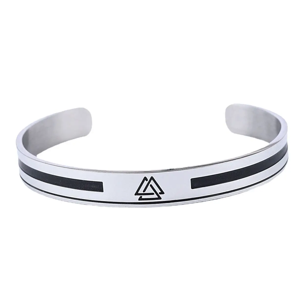 

Men's Stainless Steel Norse Viking Valknut Amulet Bracelet Cuff Bangle - Nordic Mythology-inspired Jewelry Accessory
