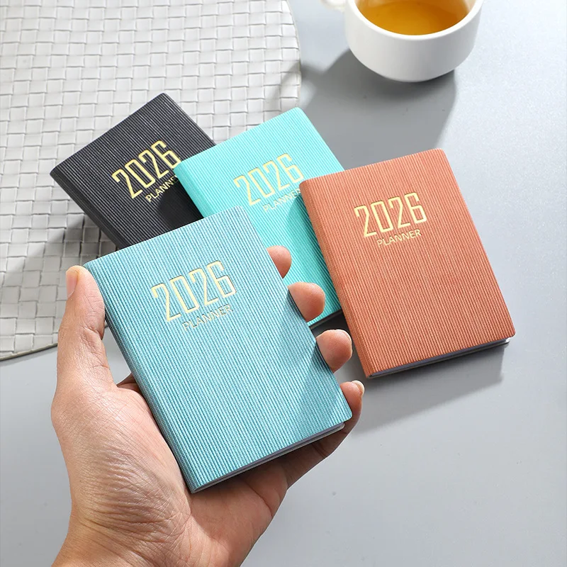 2026 A7 Englisches Planbuch, tragbar, dünn, Wochenkalender, Mini-Taschen-Tagesplan, kleines Buch