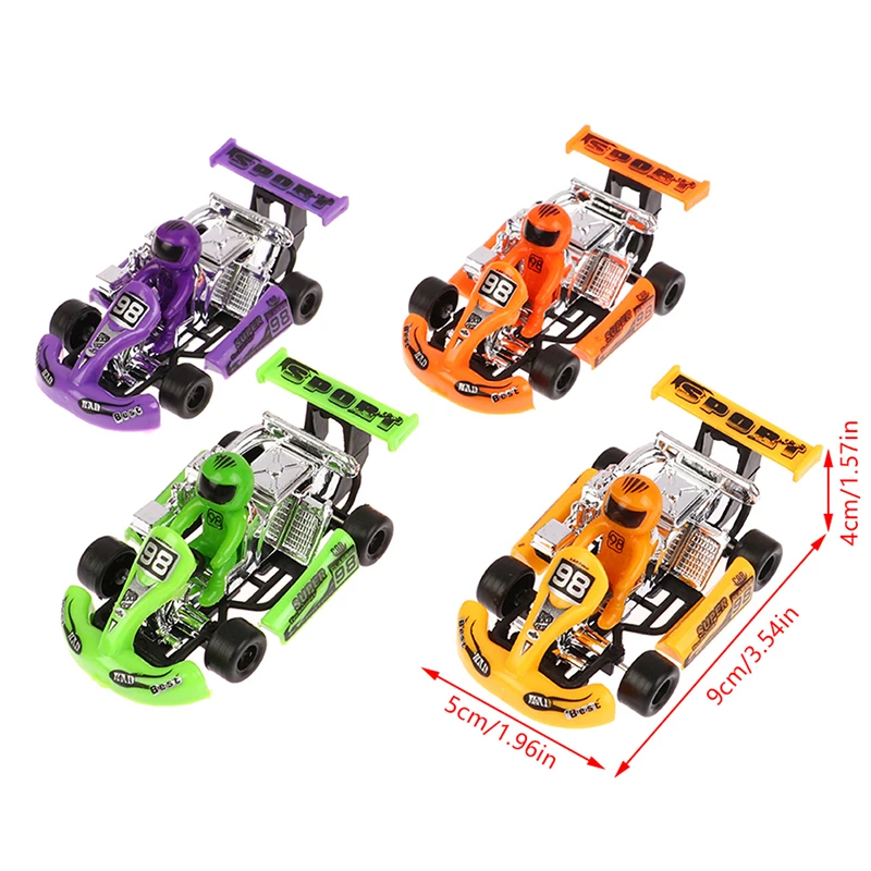 I bambini tirano indietro Power Racing Plastic Car Power Kart Puzzle per bambini veicoli giocattolo Formula per auto inerzia Go-kart colore casuale