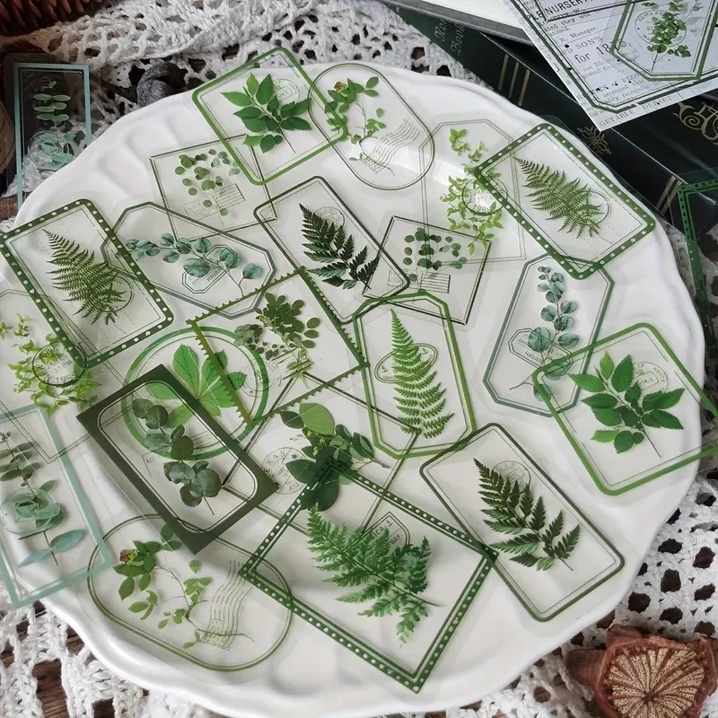 JIANQI 30 Stück/Packung Vintage Blume Pflanze Rahmen Aufkleber ästhetische Kreativität Dekor Junk Journal Scrapbooking Zubehör