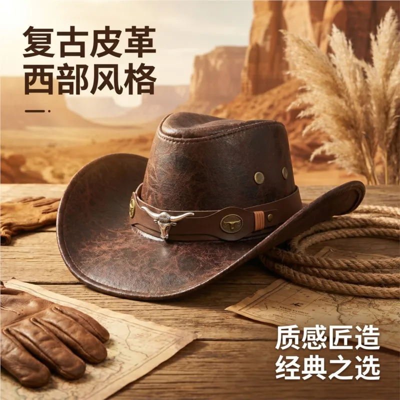 Sunshade women's and UV leather rivet large brim outdoor mountaineering hat