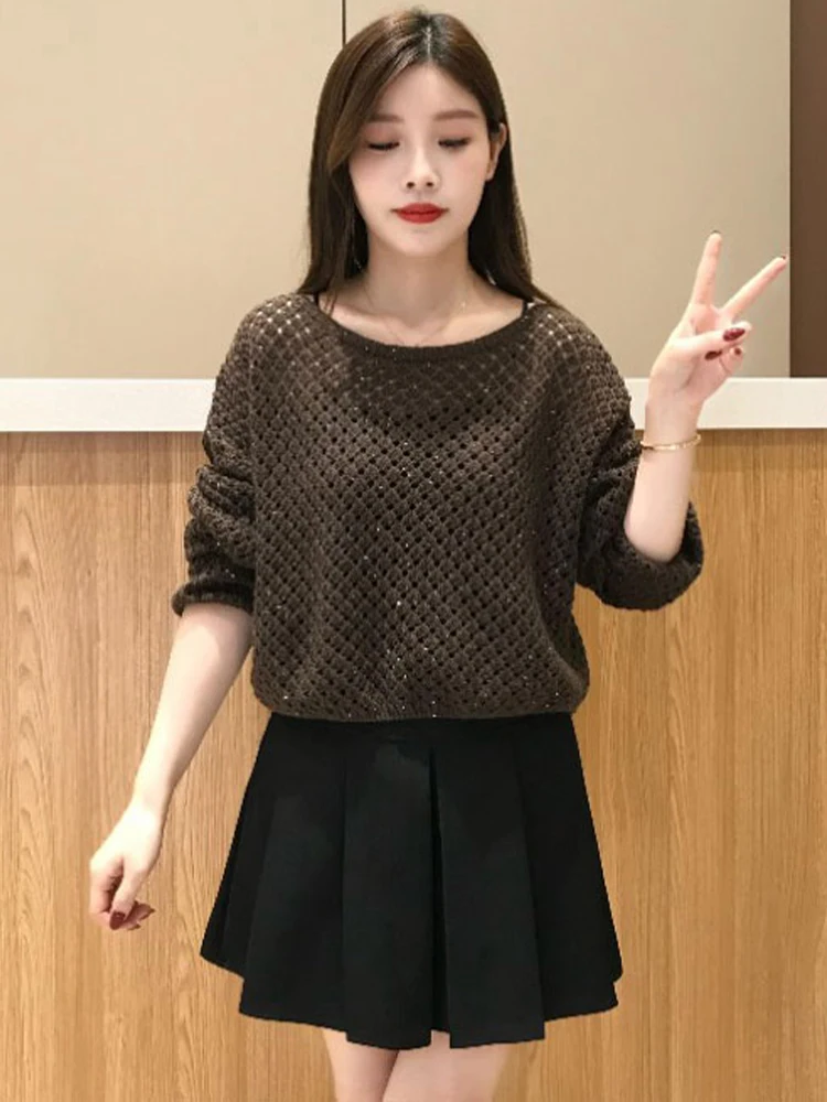 Faionable طويل Sve الجوف خارج محبوك سترة المرأة تنوعا أوائل الخريف جديد Sle الشارع Sle التخسيس الأعلى