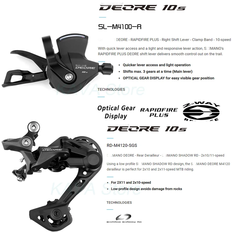 Deore M4100 1x10 Speed Groupset MTB Bike Derailleurs Shifter With M5100 Crank 10V Chain Flywheel 36/42/46/50T Bicycle Cassette