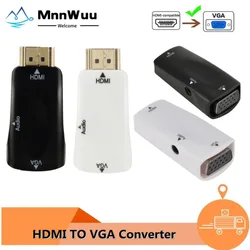 MnnWuu Male to Female HDMI to VGA  Converter 1080P Audio Adapter Cable For PC Laptop TV Box Computer Display Projecter HD2VGA