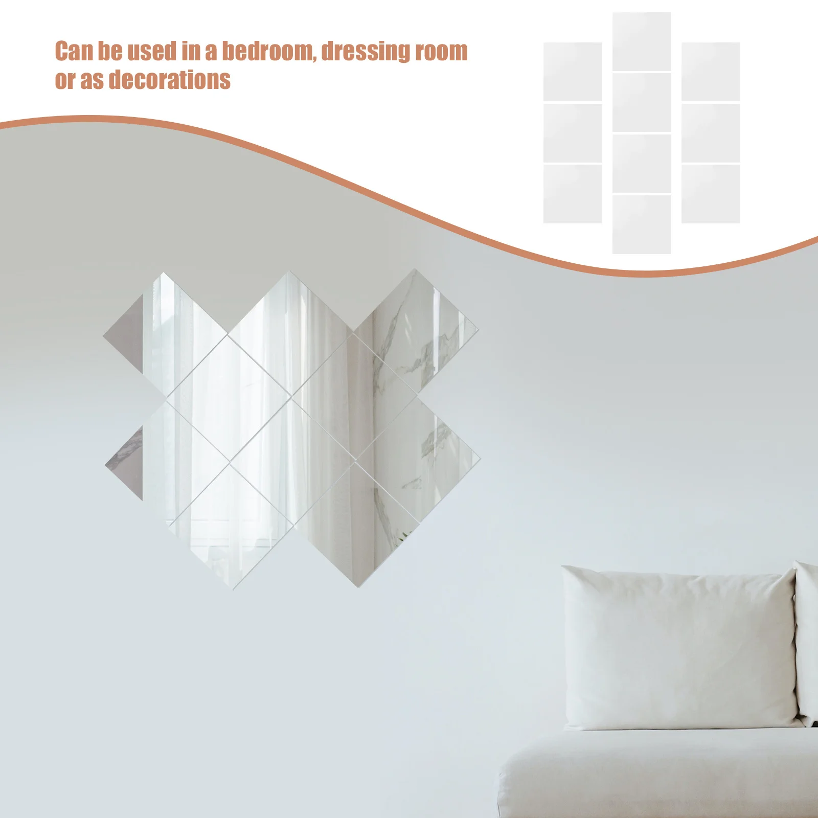 

10 Sheets Mirror Wall Stickers Full Body Self Adhesive PVC Mirror Decals for Bedroom Living Room Wall Decor Reflection