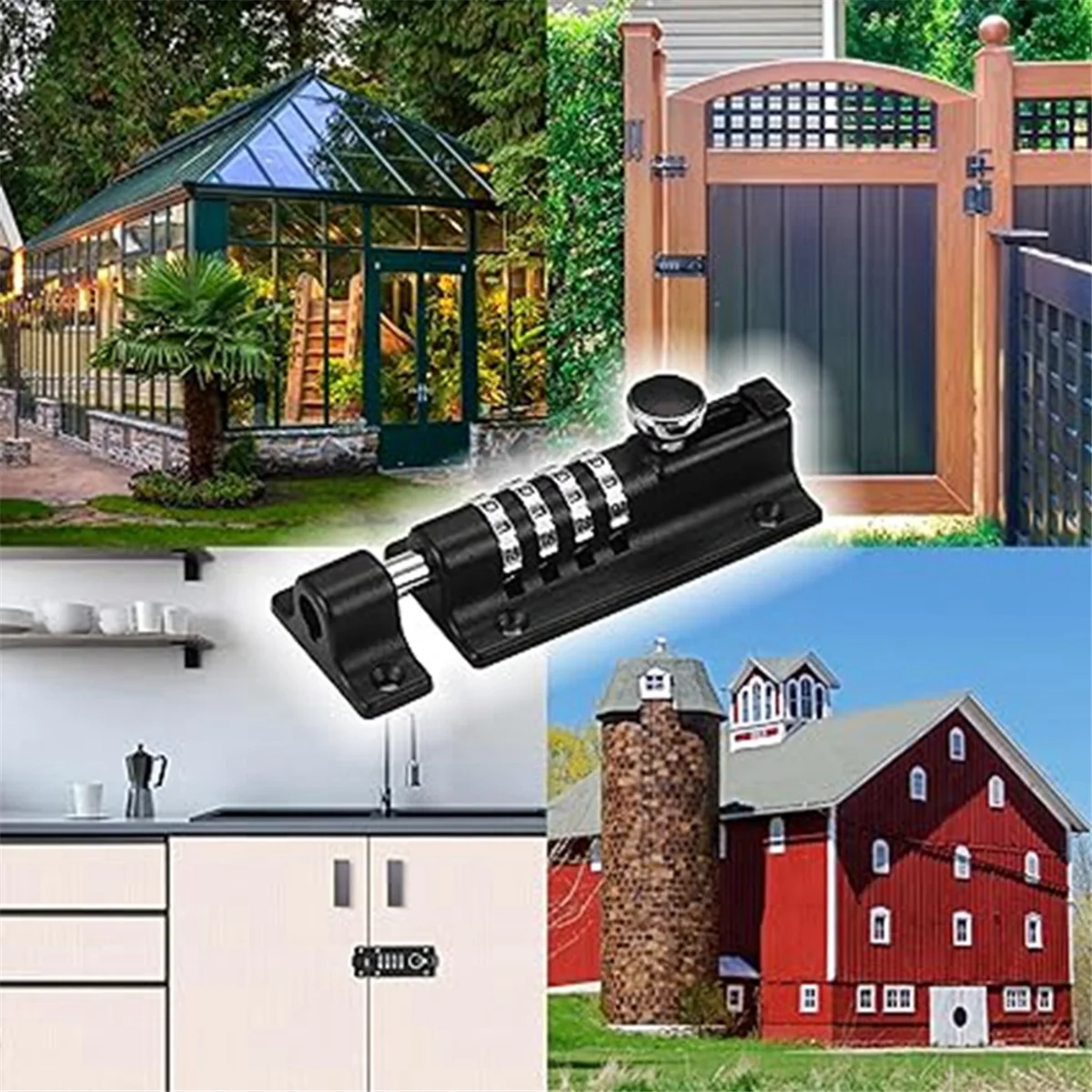 

L74A Password Latch Lock Sliding Combination Lock Password Door Latch Security Lock Anti-Theft Password Lock Catch (Silver)