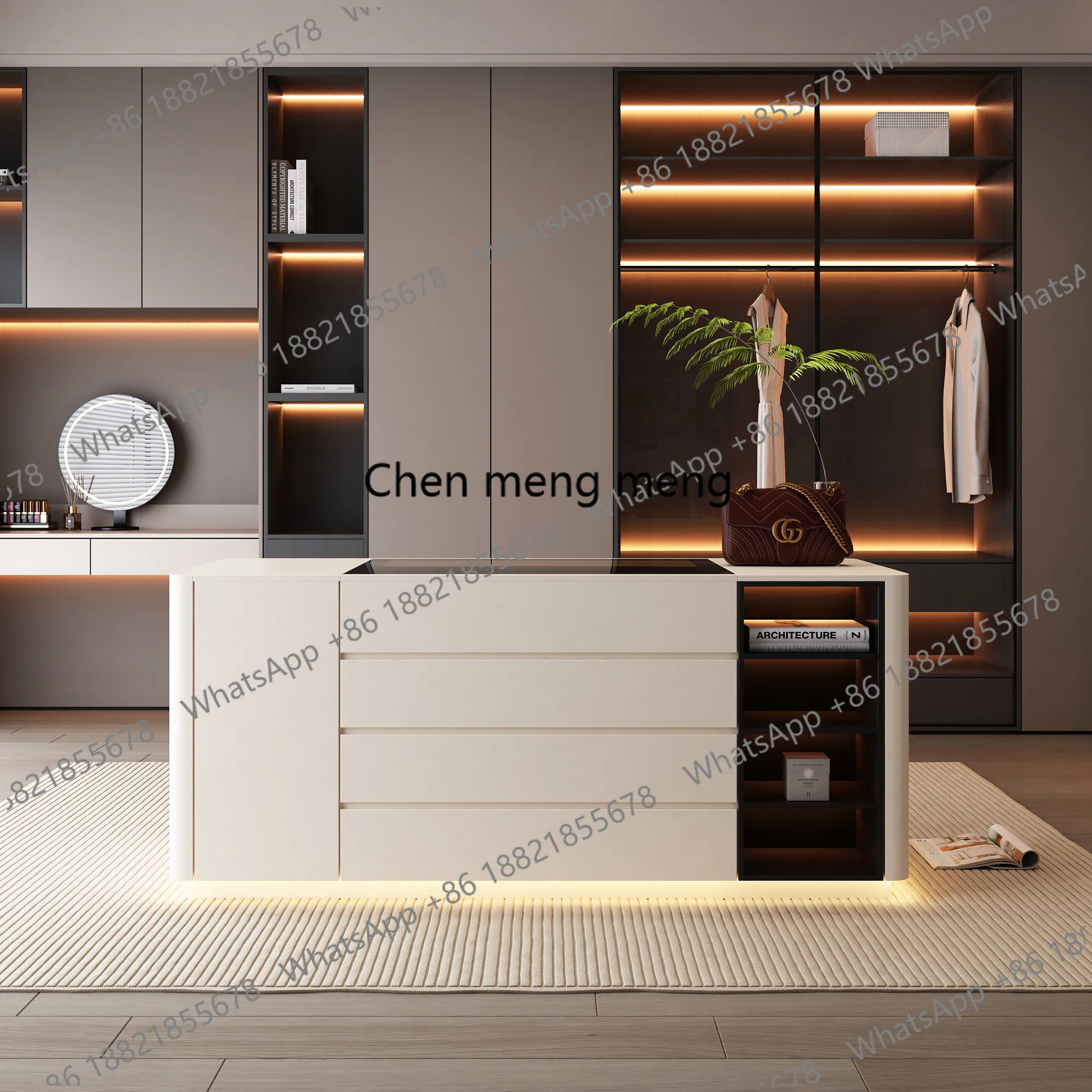 

Французский кремовый тренчкот, шкаф-витрина для головных уборов, островной шкаф, из массива дерева, окрашенный, бытовой, напольный, шкаф для ювелирных изделий, витрина-шкаф для демонстрации