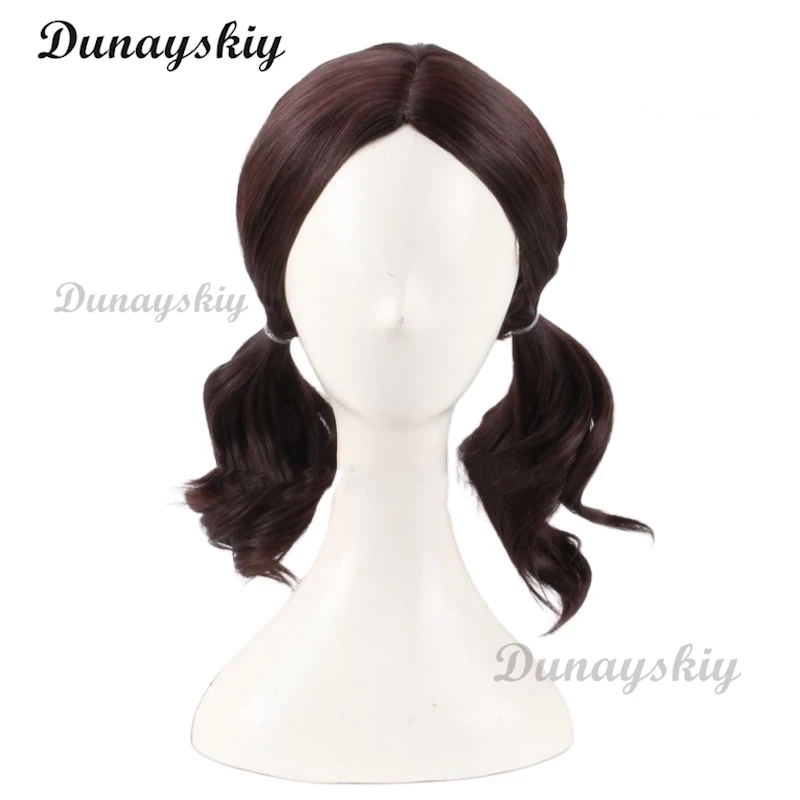 أزياء الهالوين لعام 2024 فستان استير التأثيري أزياء البطلة لفيلم الرعب أزياء اليتيم إستير التأثيرية باروكات نسائية بنية مجعدة اصطناعية