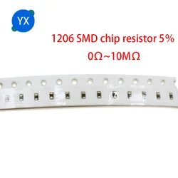 100pcs 1206 5% SMD resistor 0R ~ 10M 1/4W 0R 1R 2.2R 10R 100R 150R 220R 330R 470R 560R 1K 2.2K 10K 100K 220K 470K 1M 4.7M 10Mohm