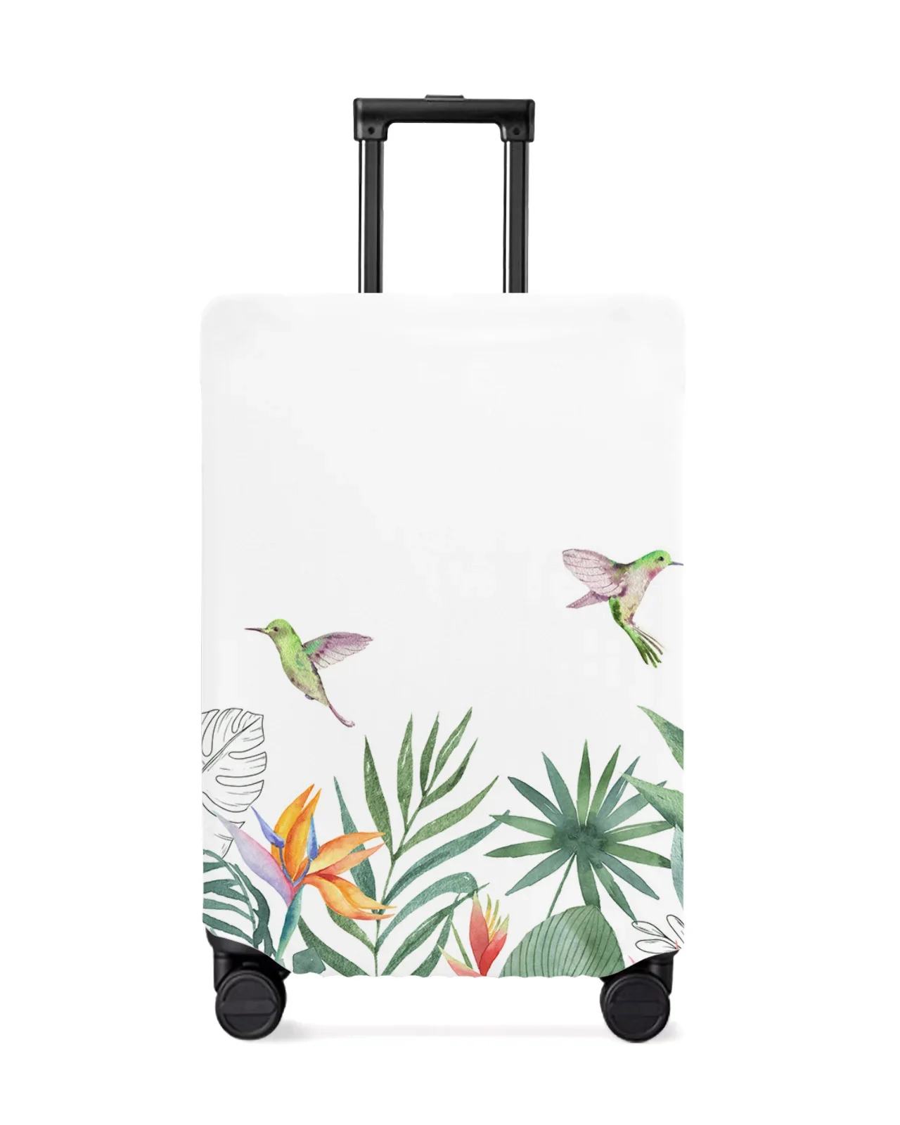 Idyllic Tropical Plant Leaf Hummingbird Luggage Cover Stretch Baggage Protector Dust Cover for 18-32 Inch Travel Suitcase Case