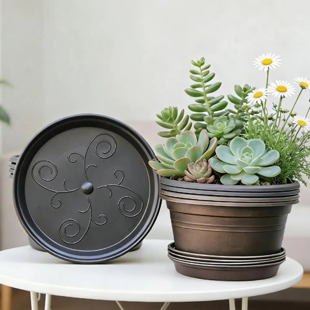 Modern Resin Planters Bulb Plant Pot with Saucer 10 Inch Wide Flowerpot with Drainage Holes Indoor Outdoor Planter for Tulips