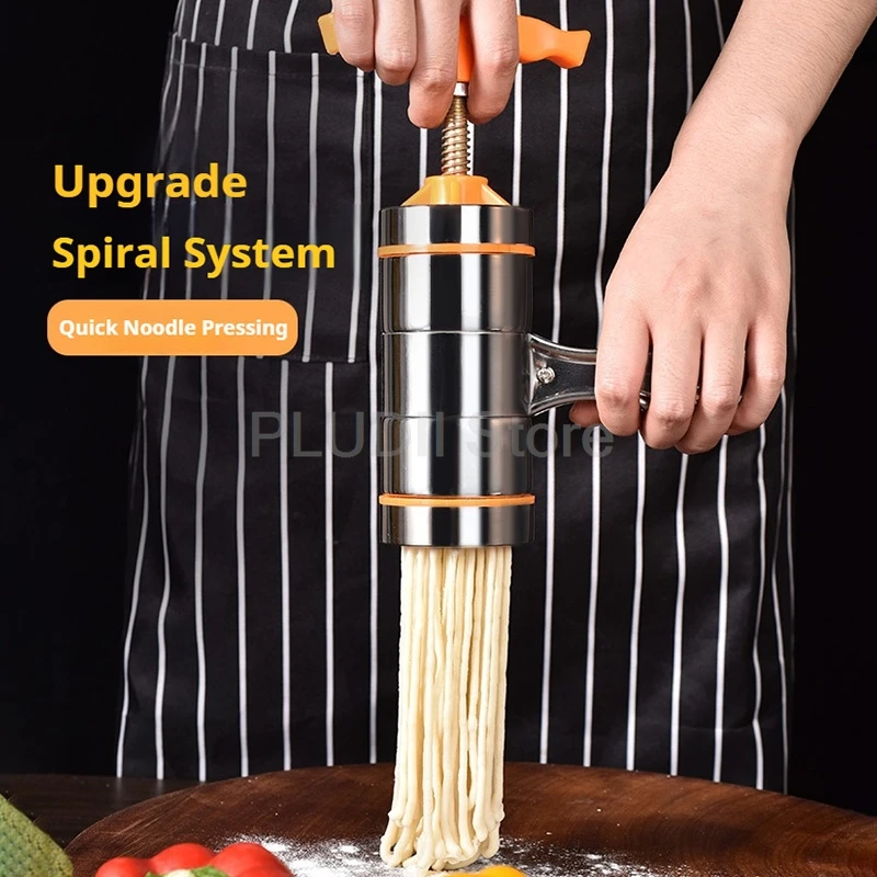 Handmatige noedelmachine van roestvrij staal met 6 pastavormen Multifunctionele pastamachine voor het kookgereedschap in de keuken