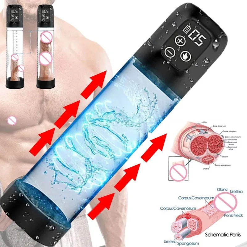 Electric Penis Pump Water Bath Penis Massage Enlarger Enlargement Vacuum Pump Sex Toys for Men Masturbator Penile Bigger Trainer