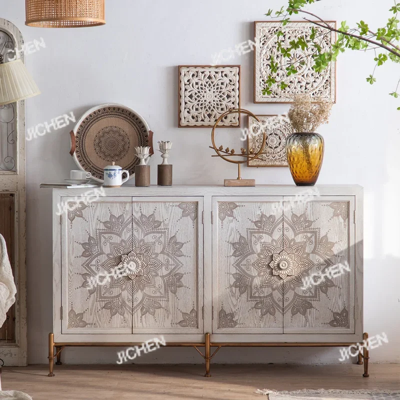 

CSS French Light Luxury Creative B & B Hotel Storage Complete Furniture Entrance Cabinet Living Room Carved Side Cabinet Dining