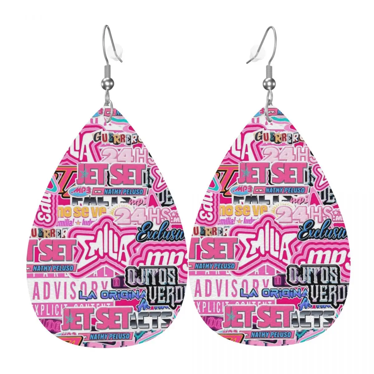 

Custom E-Emilia Mernes Leather Teardrop Earrings Personalized For Mp3 Singer Poster Jewelry Accessories For Valentine's Day