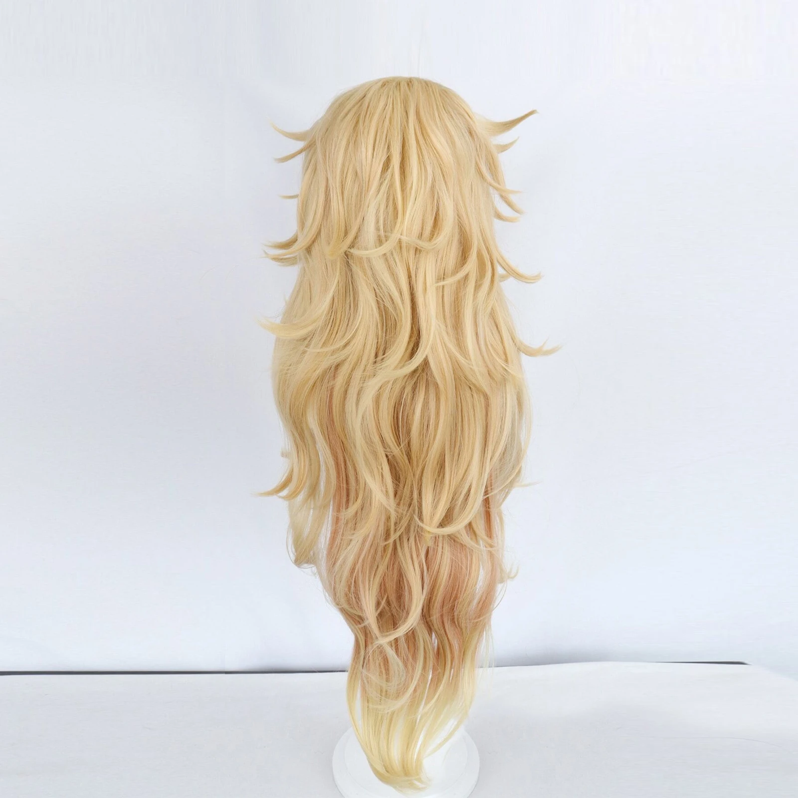 12 Inch Mens Extra Long Wavy Blonde Douma Cosplay Wig with Bangs for Halloween Christmas School Thanksgiving Day image 2