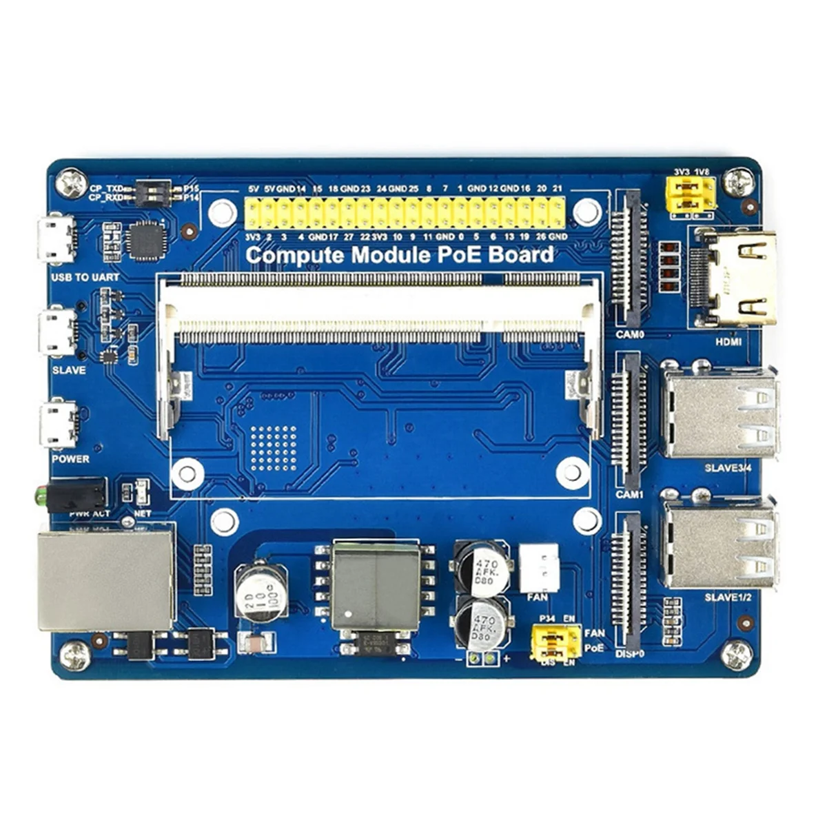 Imagem -02 - Placa de Expansão Usb para Raspberry pi Cm3 Poe Ethernet Gpio Breakout Módulo Hat Compute Módulo 3