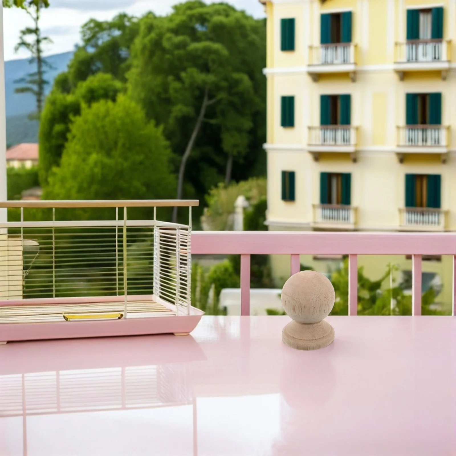 

Round Wood Ball Finial Unfinished Solid Hardwood Carved Cap for Garden Fence Post Staircase Baluster Topper Decorative Wood