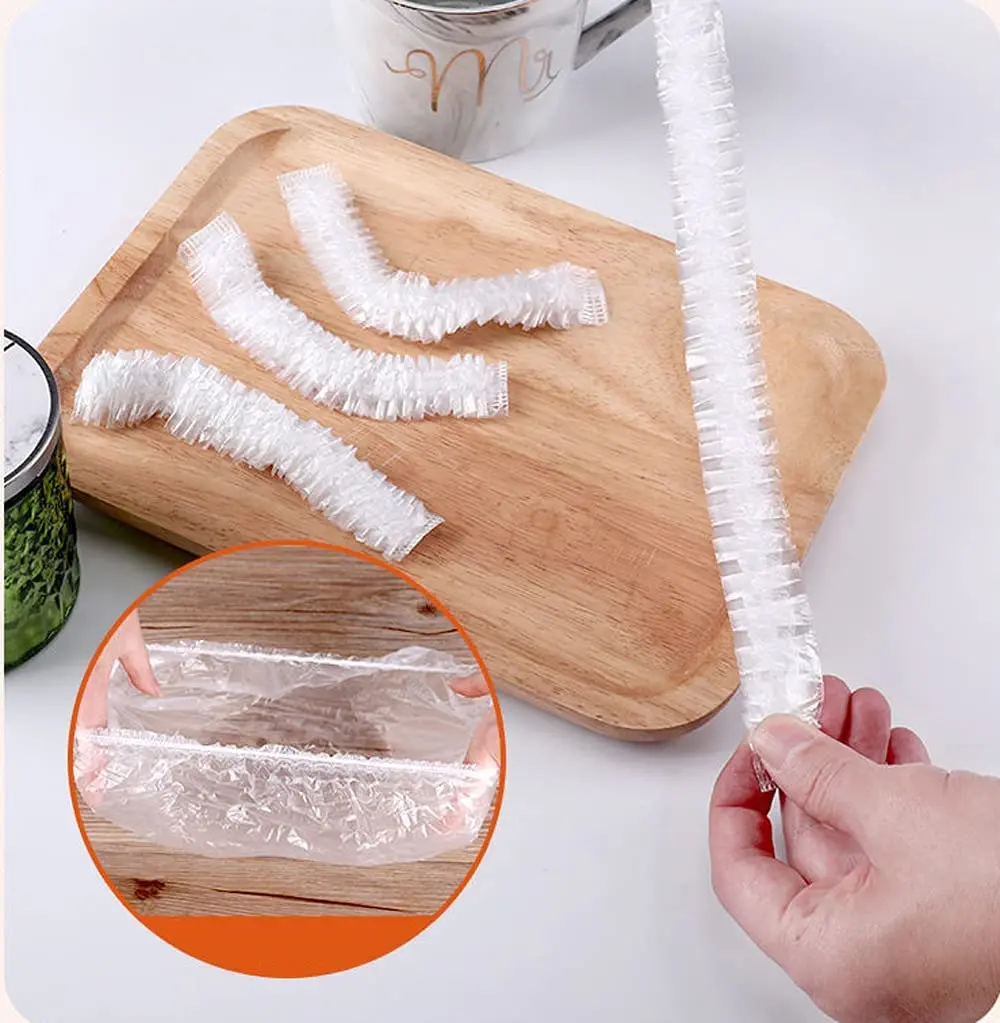 Food Cover Plastic Wrap Elastic Lids For Fruit Vegetables Bowls Cups Caps Storage Kitchen Fresh Keeping Saver Bag