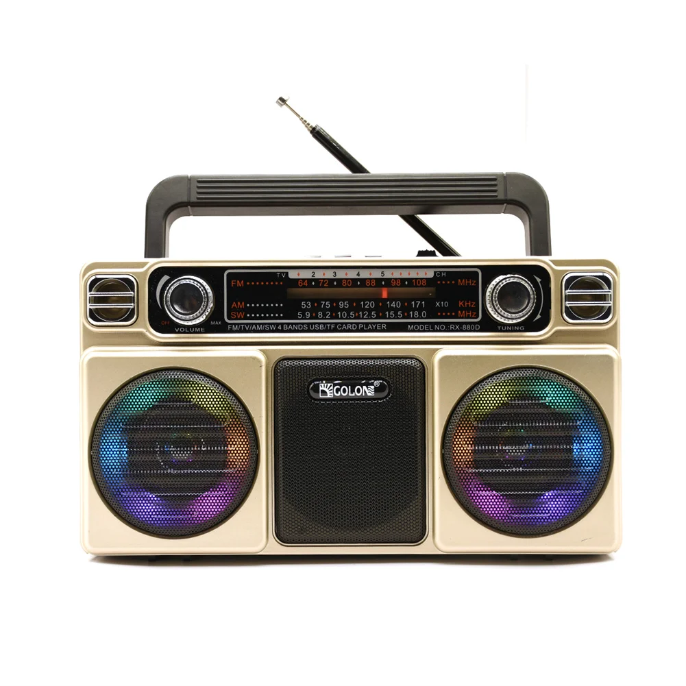 RX-880D Portable Radio Recorder Speakers Retro Antique Style Cassette Radio For Outdoor Multi-band Radio, AM, FM, SW, USB, MP3