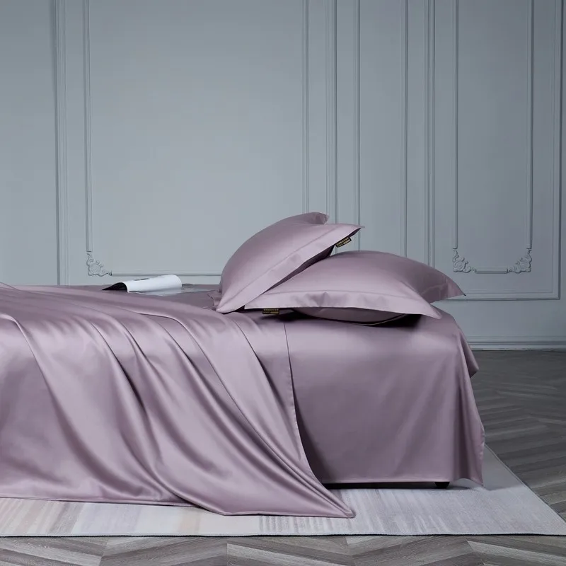 Premium 1000TC Egyptian Cotton Soft Silky Duvet Cover set Grayish Purple/Green Solid Plain Bedding set Flat Bed Sheet Pillowcase