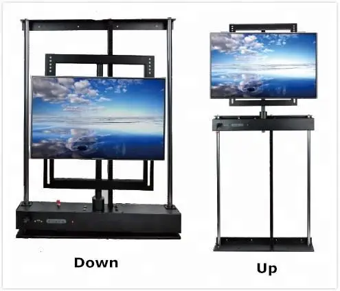 Modern Electric TV Lift Mechanism Concealed Cabinet Design with Remote Control Aluminium LCD TV Mounts Bracket