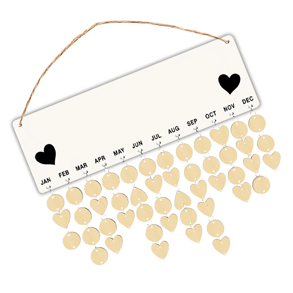 

Wooden Birthday Reminder Board Beige Black Hanging Calendar DIY Home Office Date Display Ornament Wooden Calendar