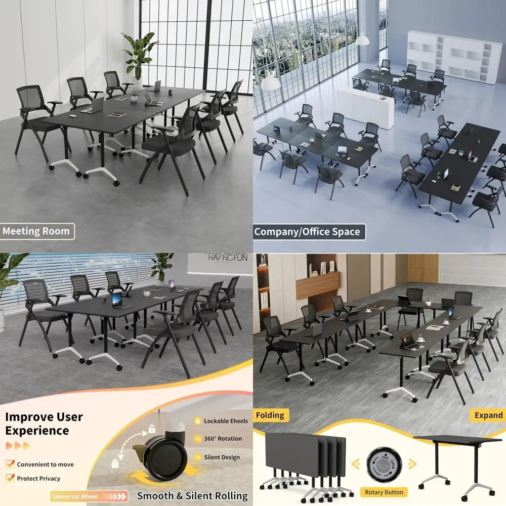 

Мобильные учебные столы с регулируемой высотой и штабелируемой функцией для использования в офисной настольной комнате и классе (2 шт., черные, 55,1)