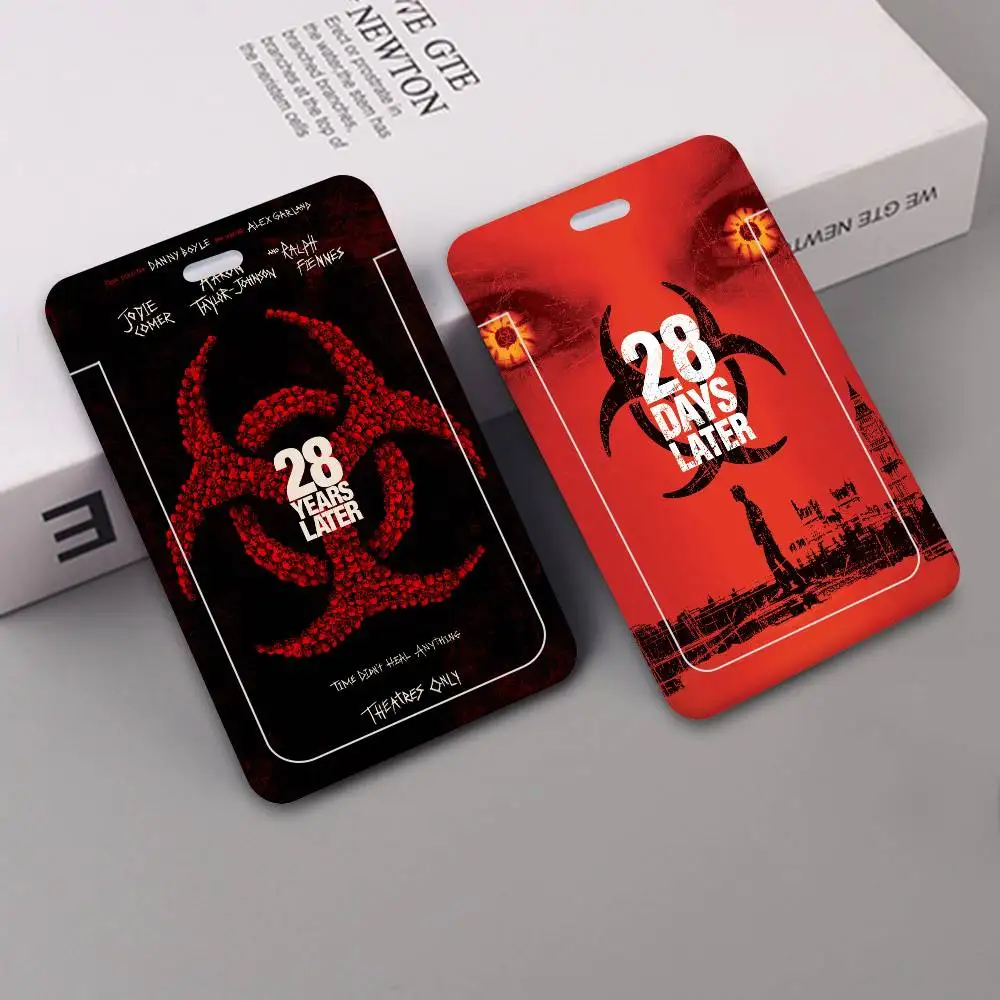 Movie Trror 28 Days Later Holder ID Name Tag Cover Company Work Card Holder for Staff Employees Bus Card Sleeve with Lanyard