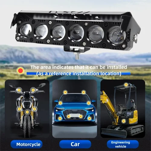 Imagen 2 del producto Faro LED para motocicleta, lente ojo de pez, luz auxiliar de alta potencia para coche, motocicleta, todoterreno, camión, lámpara antiniebla