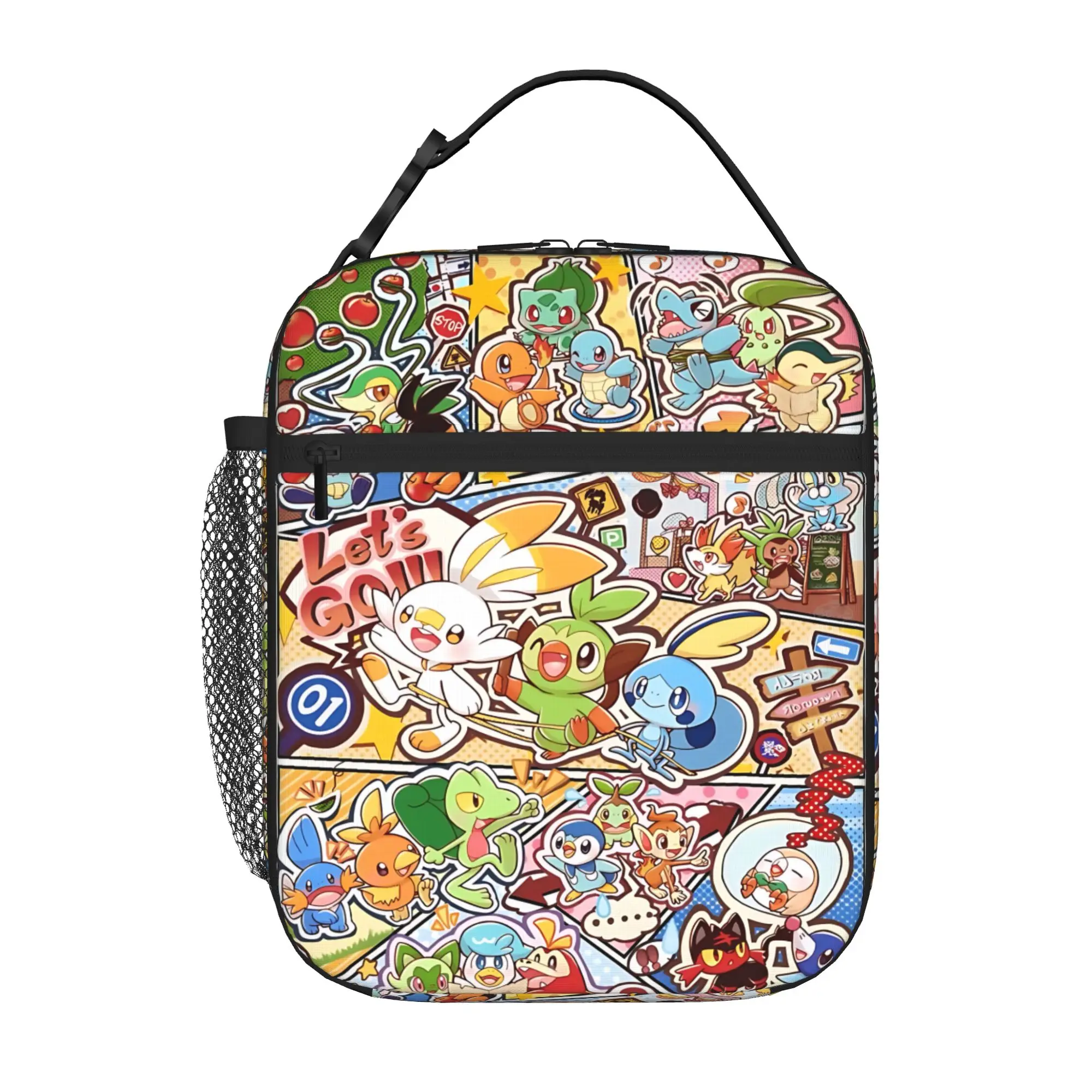 Cartoon Pokemon Theme Insulated Lunch Bag Insulation Bento Pack Rice Bag  bolsa Student Bento Lunch Handbag Insulation