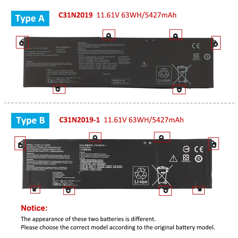 KingSener C31N2019 C31N2019-1 Laptop Battery For ASUS VivoBook Pro 14X OLED M7400 15 OLED M3500  M3500QC-L1062T M3500QC-L1079T