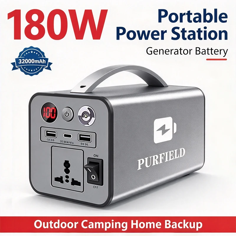 180W Portable Power Station Generator Battery 32000mAh AC DC output Outdoor Charger Emergency Power Supply Power Bank