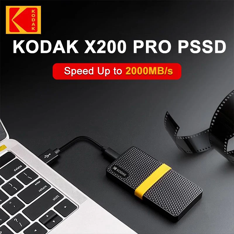 Kodak 휴대용 SSD C타입 USB3.1 모바일 외장 솔리드 스테이트 드라이브, 노트북 데스트탑 PS5 PS4 XBOX TV용 PSSD, 256GB, 512GB, 1TB, 2TB