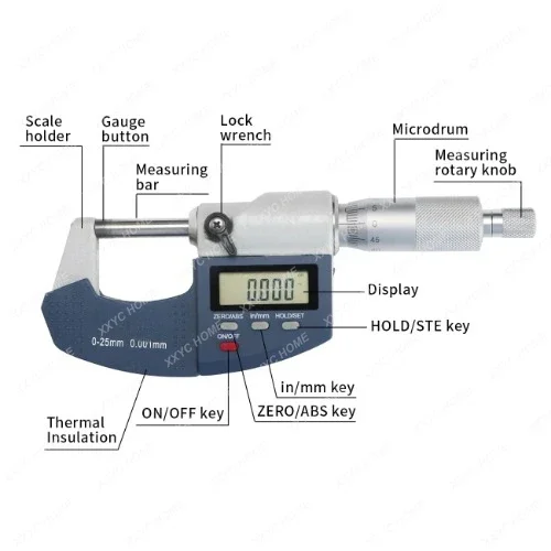 Digital Micrometer 0.001 mm 0-25mm Electronic Outside Micrometer With Scale Line Micrometer Gauge Measuring Tool